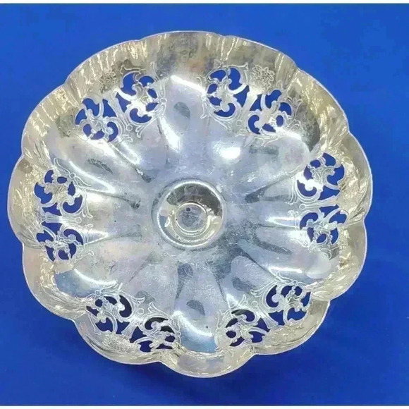 Vintage Silver Plate Candle Holder Trinket Candy Vanity Dish Ornate Petite - Picture 9 of 13